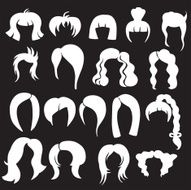 Vector silhouette of a variety hairstyles N3