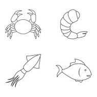 Four seafood icons