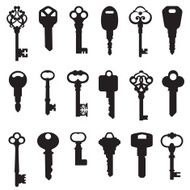 Keys Silhouettes Modern and Old-Style