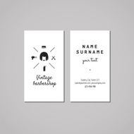 Barbershop business card design concept Logo with bob hair woman