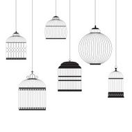 Vintage Birdcages Silhouettes Set Vector Illustration N3