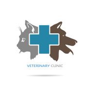 Veterinary clinic symbol cat and dog silhouette