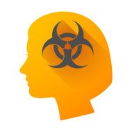 Woman head icon with a biohazard sign