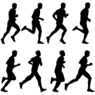 Set of silhouettes Runners on sprint men N8