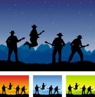 Country group silhouette performing at night