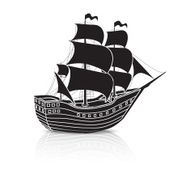 vintage sailing ship at sea with reflection