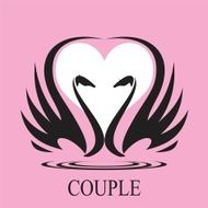 couple couple of swan and heart icon couple in love N2