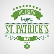 Happy Saint Patrick&#039;s Day Card Typographic With Ornaments Ribbon