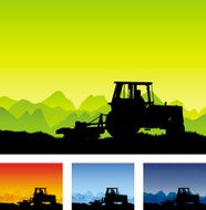 Tractor farming and agriculture silhouette