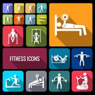 Workout training icons set flat