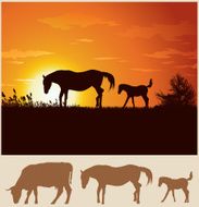 Horse landscape illustration