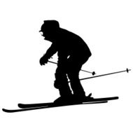 Mountain skier speeding down slope N7