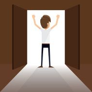 businessman and an open door