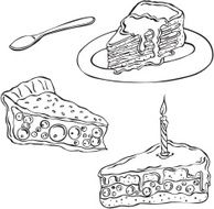 vector silhouette with various cakes