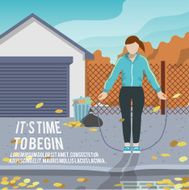 Woman with jump rope fitness poster