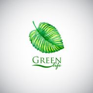 Green life watercolor leaf like logo icon