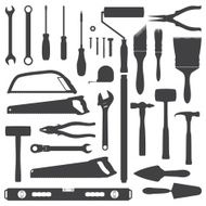 house remodel instruments silhouette set