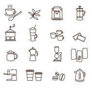 outline brown simple coffee icons set eps10 N2