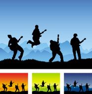 Guitar rock group performing outdoors
