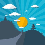 Vector Flat Design Landscape Illustration
