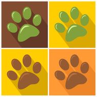 Collection of Paw Print Flat Design