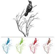 Raven on a Branch Design Element