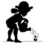 Little Girl Gardener Watering Plant Seedling N2