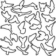 Concept of love or peace Set silhouettes doves N2