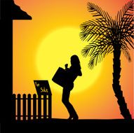 Vector silhouette of a woman N1676