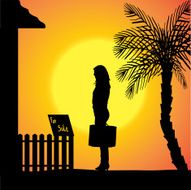 Vector silhouette of a woman N1678