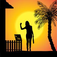 Vector silhouette of woman N309
