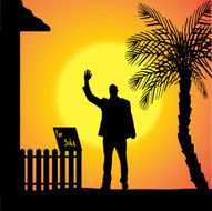 Vector silhouette of man N138