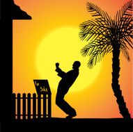 Vector silhouette of man N139