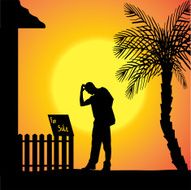 Vector silhouette of man N140