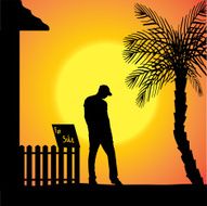 Vector silhouette of man N141