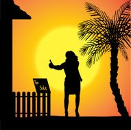 Vector silhouette of woman N312