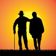 Vector silhouette of old people N119