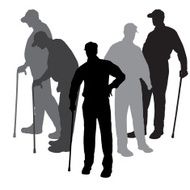 Vector silhouette of old people N120