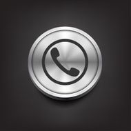 Phone handset icon on silver button