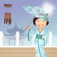 Geisha with umbrella