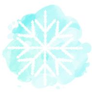 Watercolor illustration with white snowflake