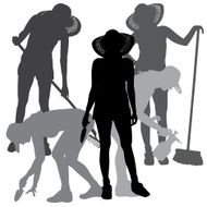 Vector silhouette of a gardener N41