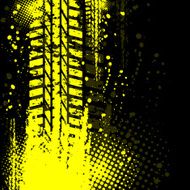 Yellow background tire track