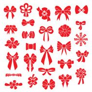 Set vector bows of different shapes red color