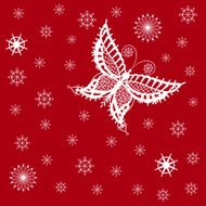 Ornamented abstract lace snowflake butterfly and simple snowflakes N7