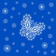 Ornamented abstract lace snowflake butterfly and simple snowflakes N8