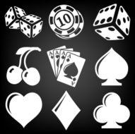 Vector black casino icons set N2