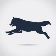 Dog wolf jumping silhouette symbol vector