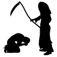 Vector silhouette of a woman with the Grim Reaper N8