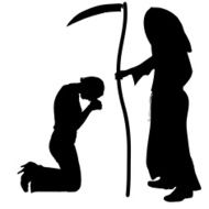 Vector silhouette of a woman with the Grim Reaper N9